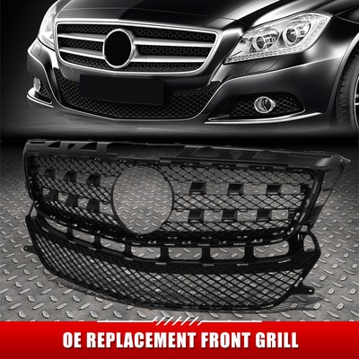 [Ромбовидная сетка] Для 12-15 Mercedes CLS550 в стиле OE Передняя решетка радиатора с прорезью для значка