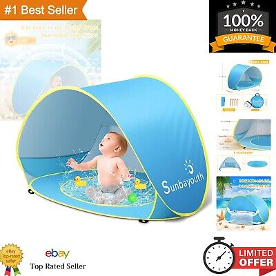 Baby Beach Tent with UV Protection, Pop Up Sun Shelter for Infants - Blue