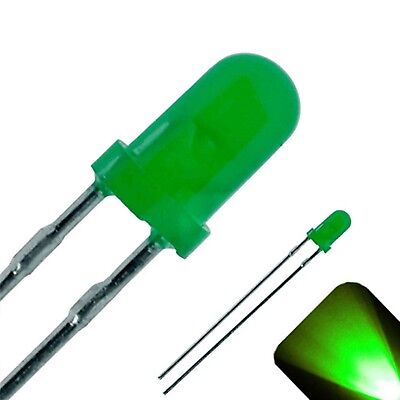 100 x LED 3mm Pure Green Diffused Ultra Bright Round Top LEDs Light T1 Car Model