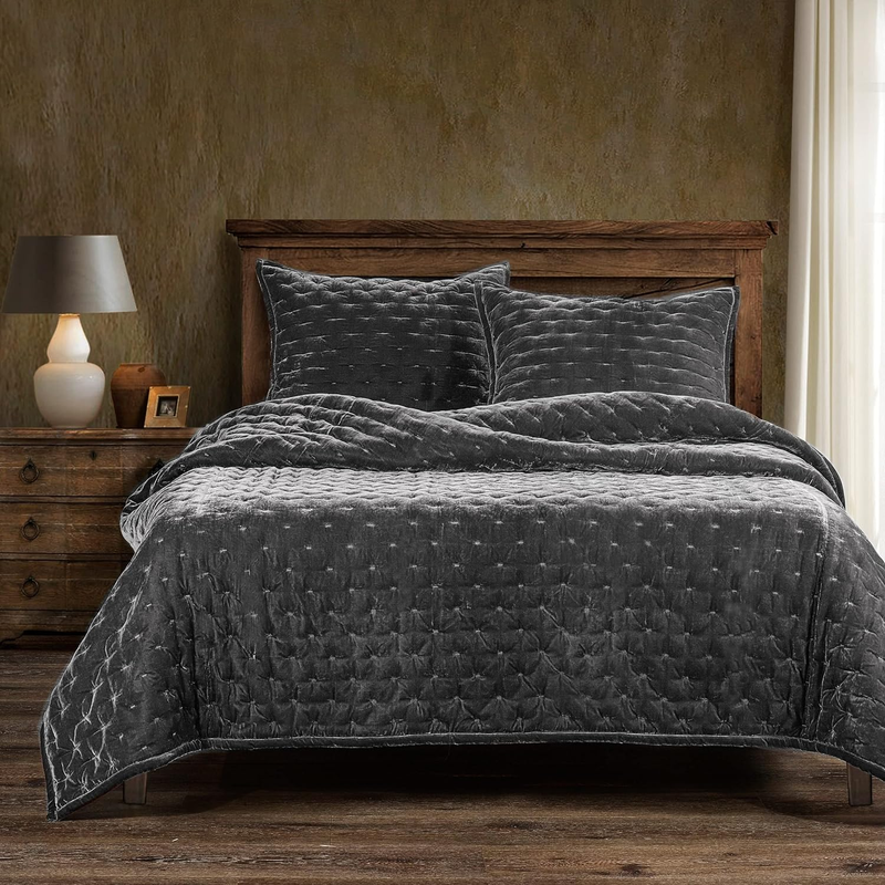 With Pillow Shams, Super Queen, Slate