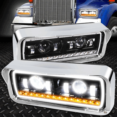 ДЛЯ 85-19 СВЕТОДИОДНЫХ ФАР KENWORTH PETERBILT С ПОСЛЕДОВАТЕЛЬНЫМ СИГНАЛОМ DRL С ДВУМЯ ПРОЕКТОРАМИ