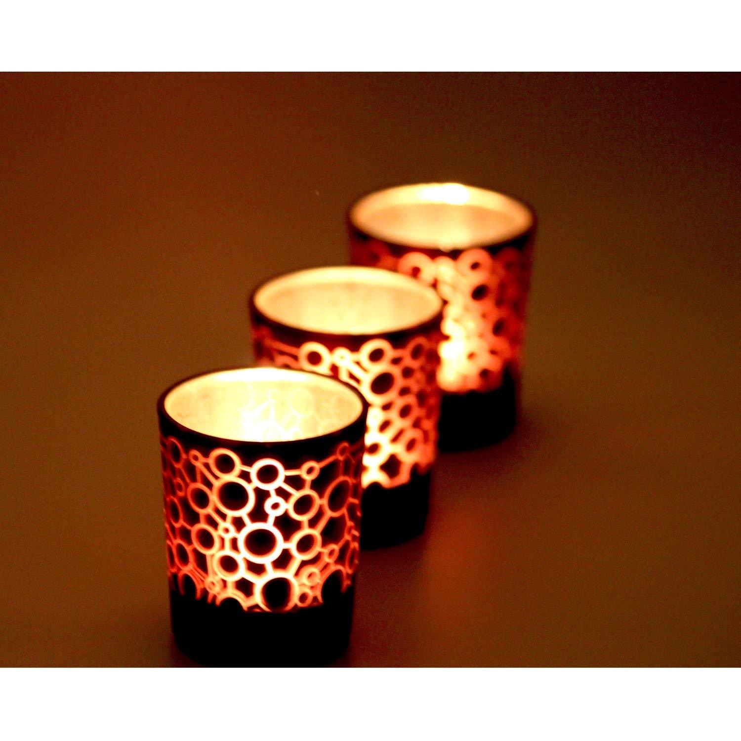 Glass Votive Candle Holders Spa Wedding Vinnet Beauty 2.6 IN. Set of 12 (Amber)