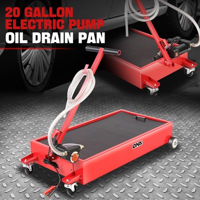 Низкопрофильный портативный поддон для слива масла емкостью 20 галлонов с электрическим насосом и колесами мощностью 180 Вт