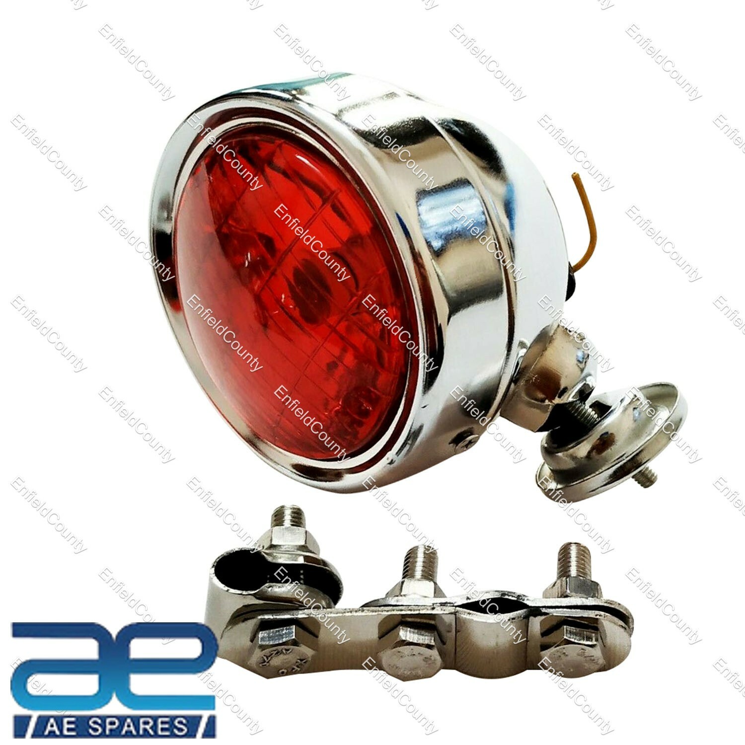 UNIVERSAL 12V 4" RED SPOT LIGHT & S.STEEL MOUNTING BRACKET LAMBRETTA & VESPA 