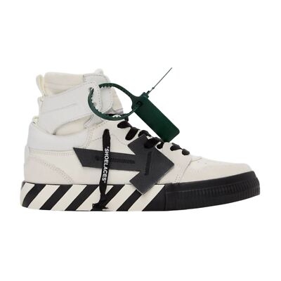 Pre-owned Off-white High Top Vulcanized Leather Mens Style : Om1a225c99lea0010 In White/black