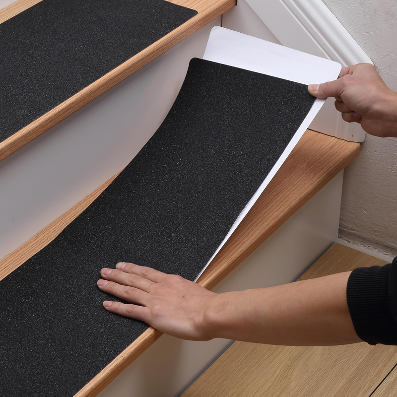 12-Pack Non-Slip Outdoor Stair Treads - Anti Slip 8" X 30" Grip Tape Adhesive St