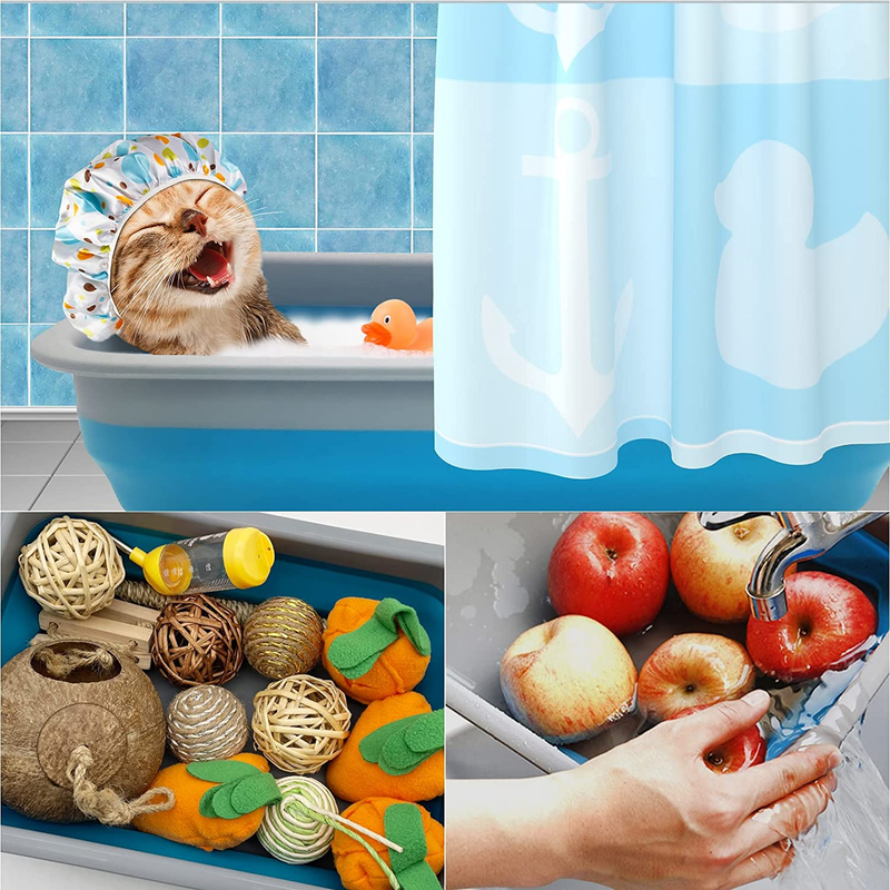 Open Cat Litter Box, Kitten Potty Pan Semi-Enclosed Foldable Waterproof Travel T