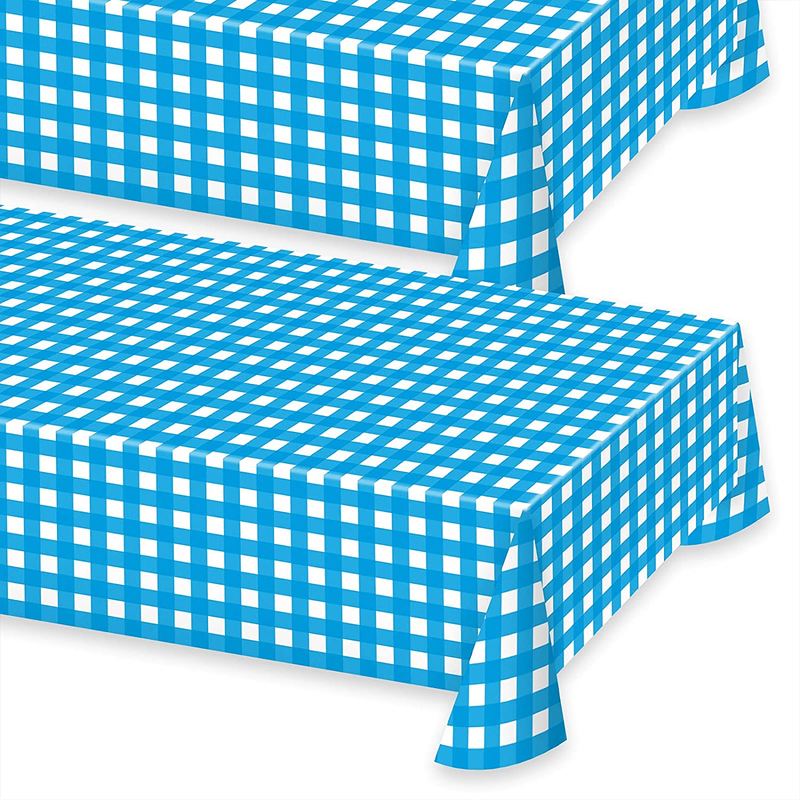 Oktoberfest Blue & White Checkered Plastic Table Cover, 54
