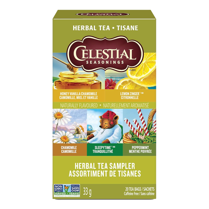 Sampler Variety Pack, Caffeine Free, 18 Tea Bags Box