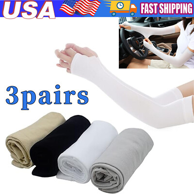 3 Pairs Cooling Arm Sleeves Cover UV Sun Protection Sports Outdoor For Men Women