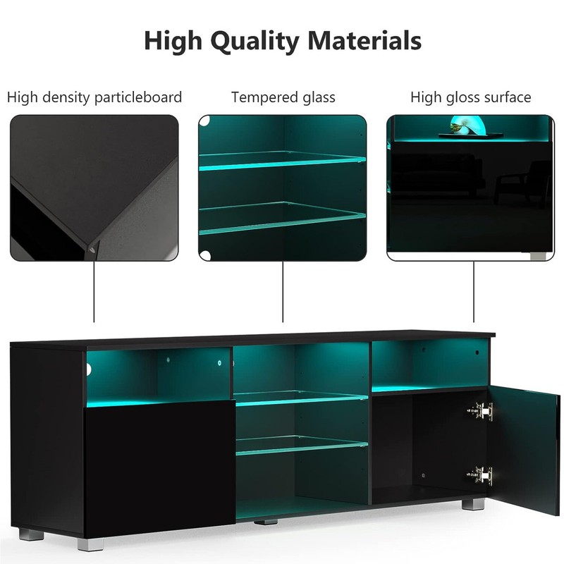 47"/57"/65" Modern LED High Glossy TV Stand, Media Console, Entertainment Cente