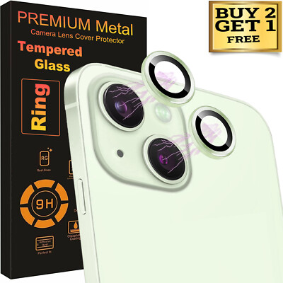 For iPhone 15 Pro Max 15 Pro Metal Ring Tempered Glass HD Camera Lens Protector