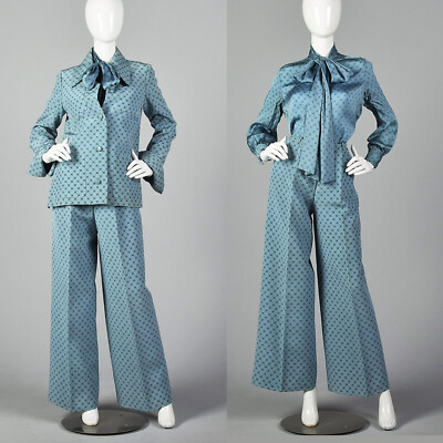 Medium 1970s Christian Dior Silk 3 Piece Pant Set VTG Haute
