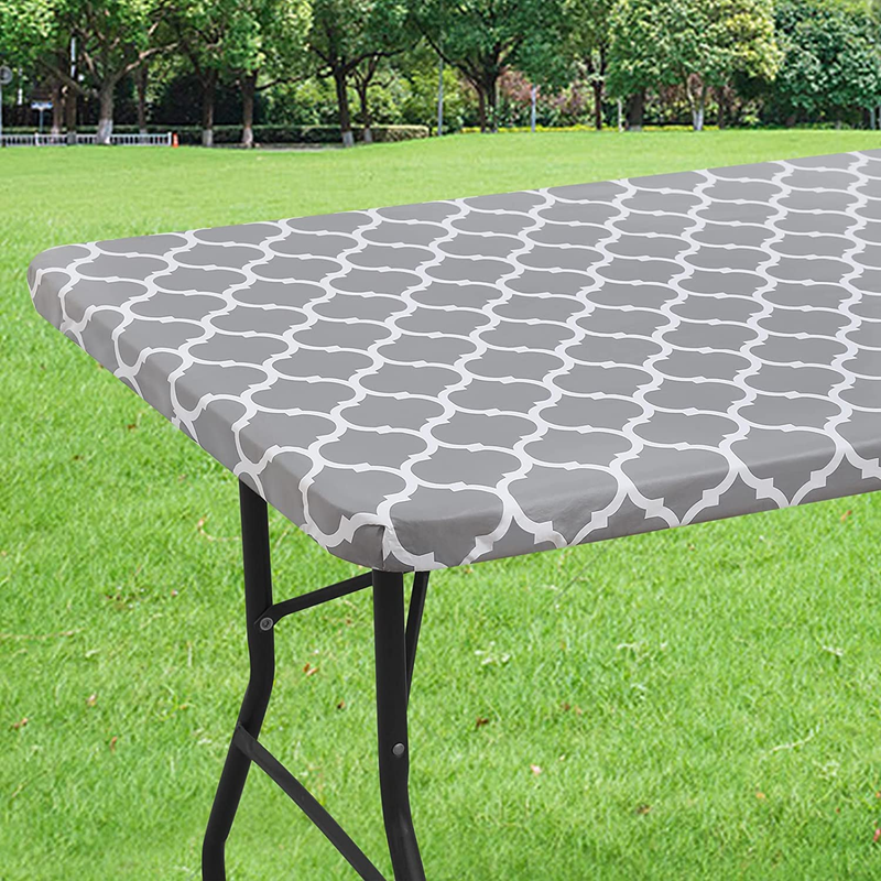 , Elastic Waterproof Fitted Vinyl Table Covers For 6