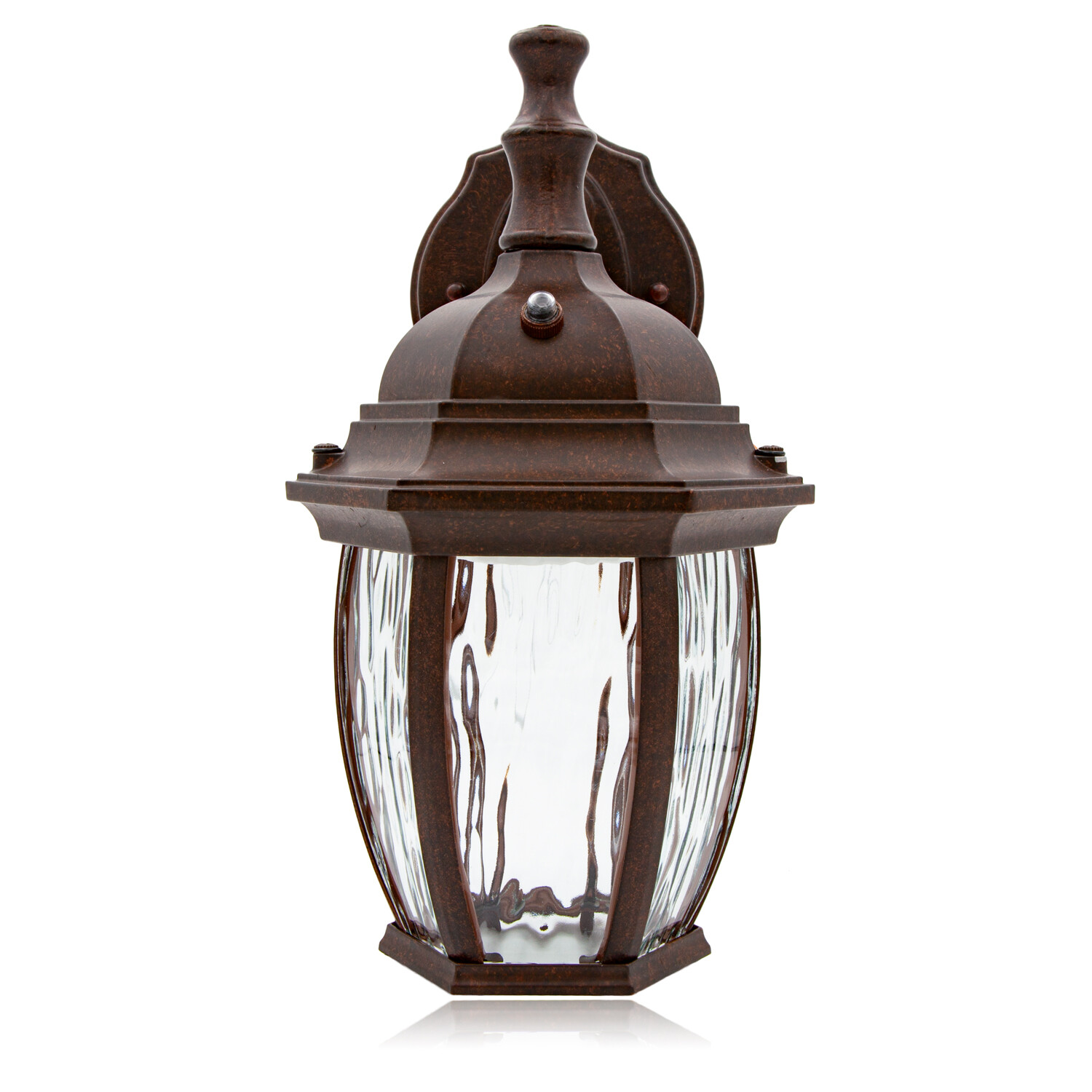 Maxxima LED Outdoor Wall Light, Brown w/ Clear Glass Photocell Sensor