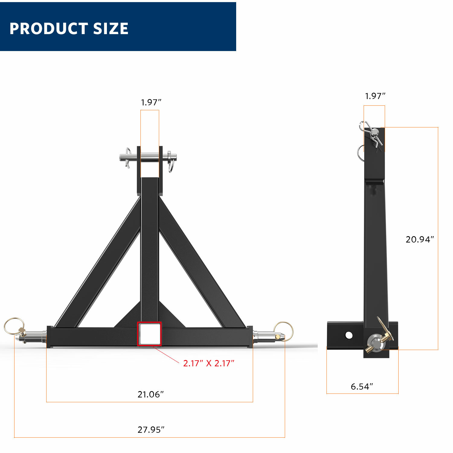 2" Receiver Trailer Hitch Kubota Category 1 Tractor Tow Drawbar Adapter