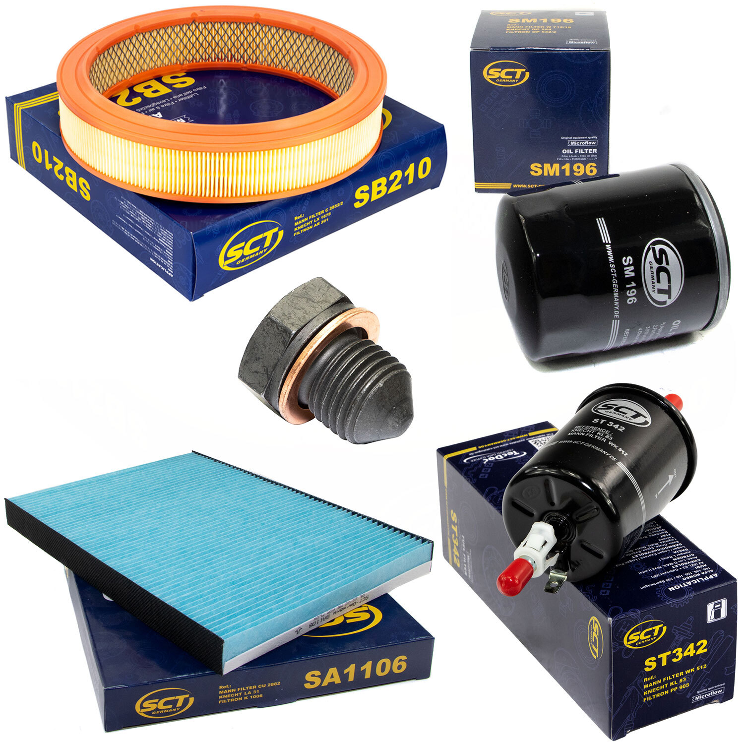 Filter Set Kraftstoff-ÖL-Luft-Innenraum + Schraube für Seat Arosa Lupo 1.0 50 PS