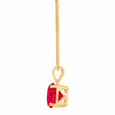 Pre-owned Pucci 1.50 Ct Round Cut Tourmaline Simulated Pendant 18" Chain Box 14k Yellow Gold In Red