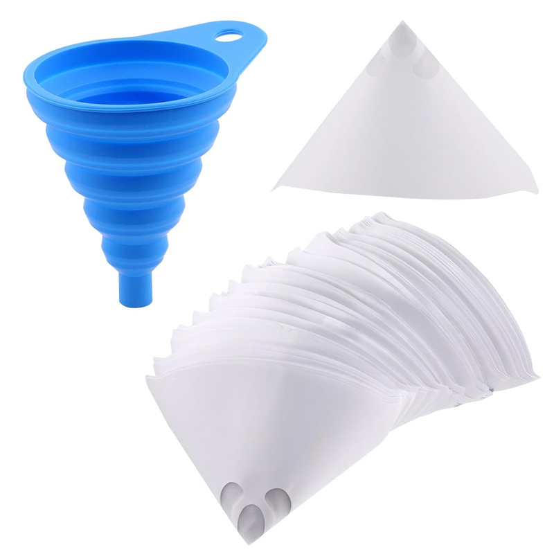 101Pcs Paint Filter Paint Cones Assortment Kit and 1 Pcs Silicone Funnel with Ho