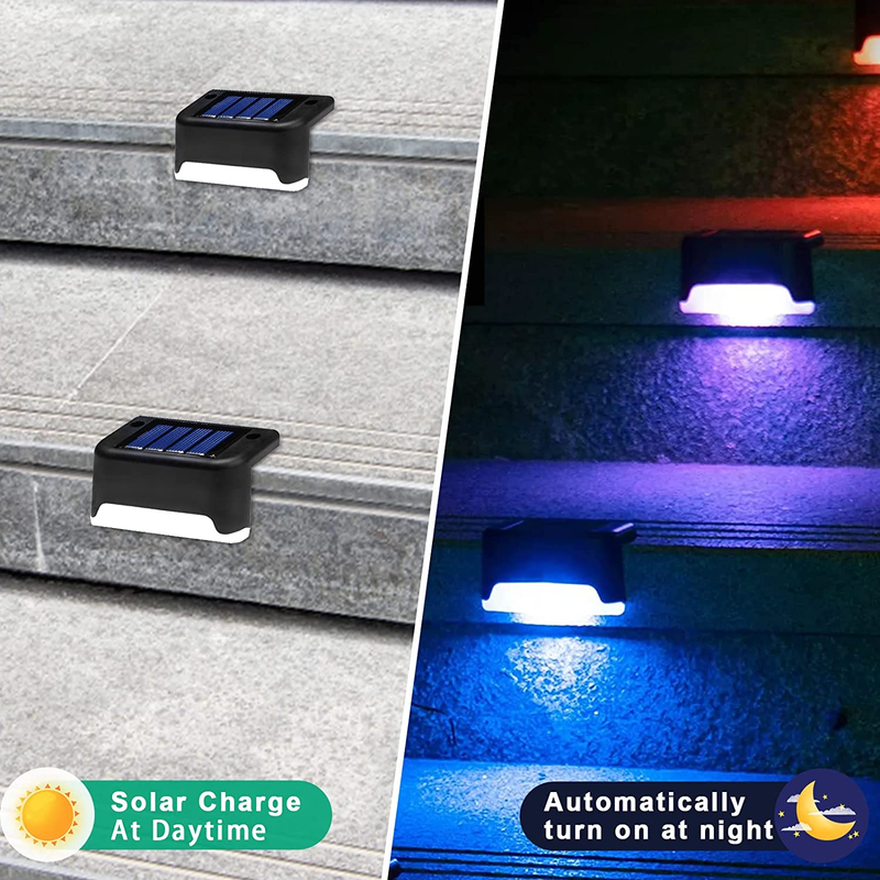 16Pcs Solar Pool Side Lights Color Changing Deck Lights Outdoor LED Step Lamp
