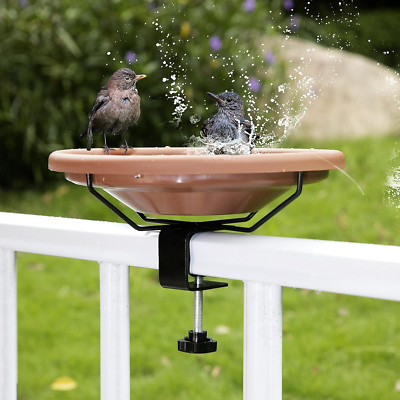 Bird Bath Deck Mounted Bowl 12 Inch Balcony Railing Birdbaths Unheated Bird Bath