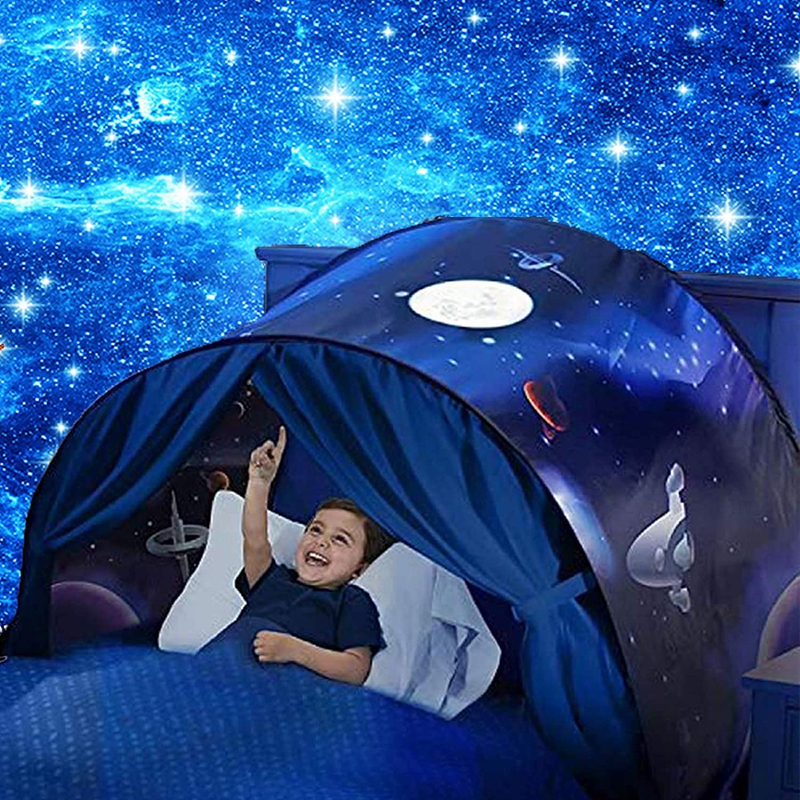 Kids Dream Bed Tent Twin Size - Deluxe Space Adventure & Dinosaur Island & Unico