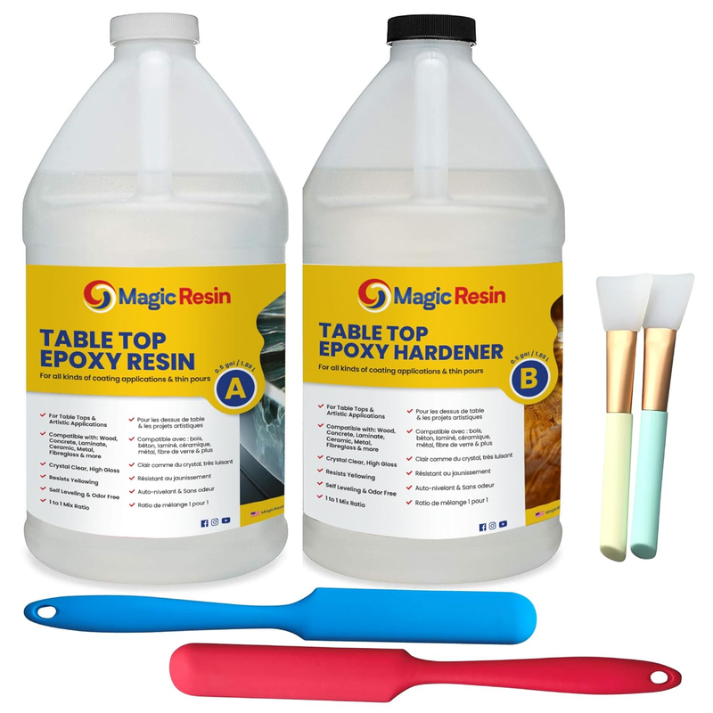 | Epoxy Resin for Table Top with Sticks & Brushes | 1 Gallon Kit (3.78 L) 128oz