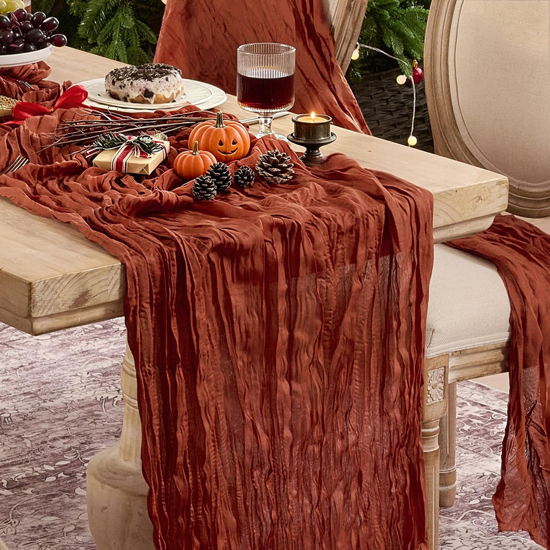 6 Pack Terracotta Cheesecloth Table Runner Boho Gauze Fall Decor