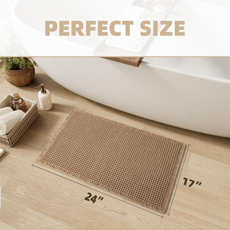 Upgraded Waffle Bath Mat Non Slip Super Absorbent Quick Dry Bath Mats for Bathro