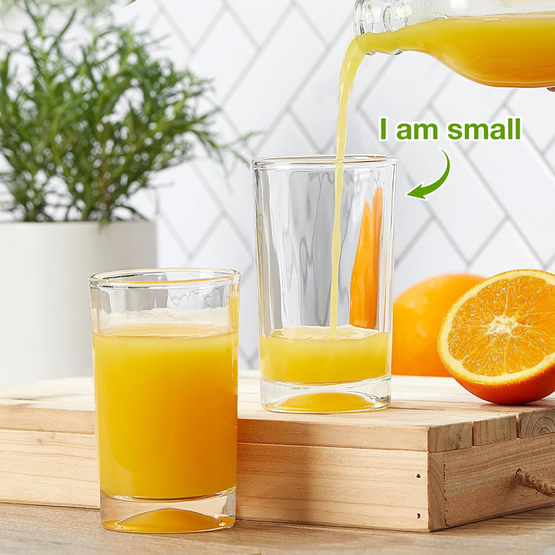 Small Juice Glasses Set of 6, 5.5Oz Heavy Base Clear Drinking Glasses