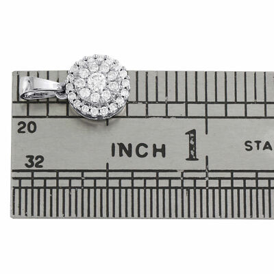 Pre-owned Gnd Atlanta 10k White Gold Round Cut Diamond Circle Halo Pendant 0.60" Cluster Charm 1/4 Ct.