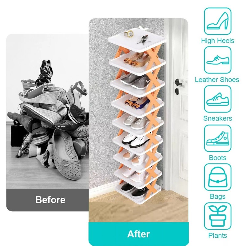 Shoe Rack Storage Organizer 9-Tier Small Shoe Rack Narrow DIY