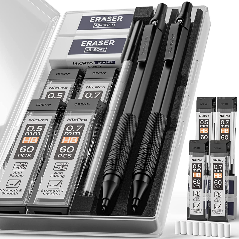 Set: 0.5 & 0.7 Mm, Refills & Erasers