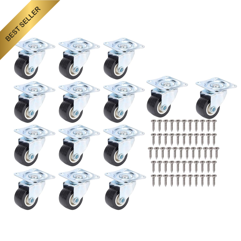 14 Pcs 1 Inch Swivel Caster Wheels 360 Degree Rotation Furniture Casters with Sc