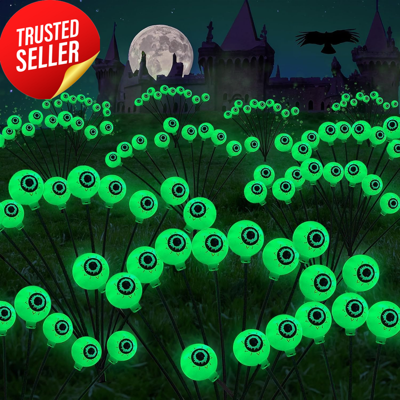 Halloween Eyeball Path Light Decoration 2Pack 20LED Green Solar Waterproof