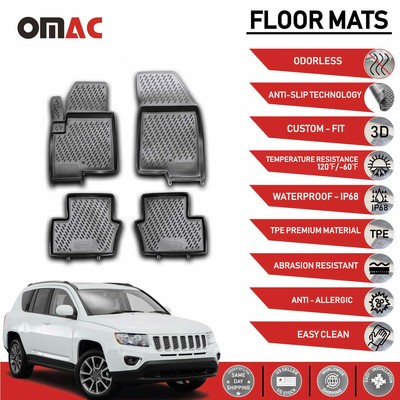 Black Rubber Slush Floor Mats 2007 2016 Jeep Compass Jeep