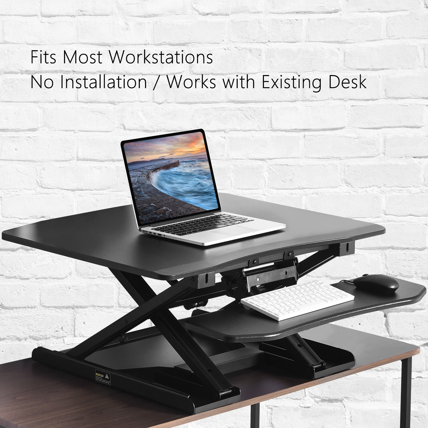 Adjustable Sit Stand Height Standing Desk Black Elevating Desktop