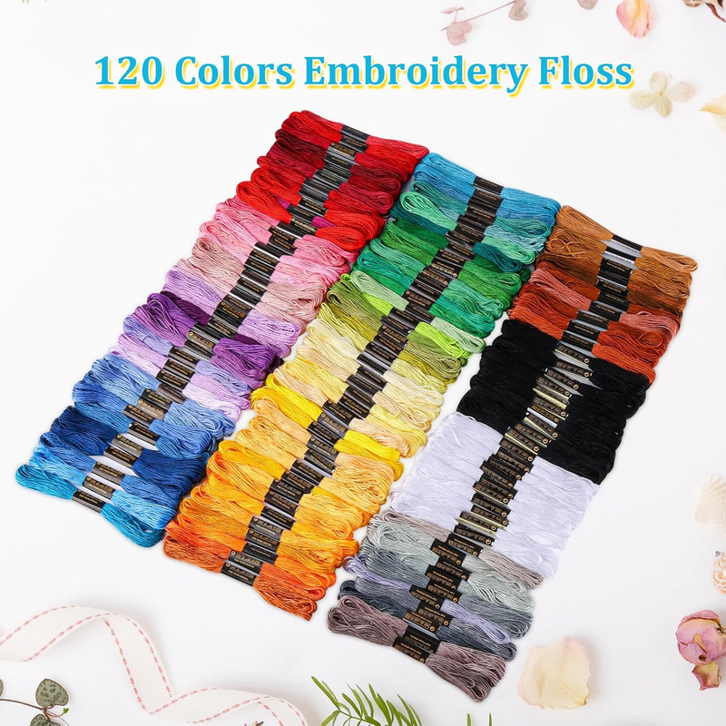 120 Skeins Embroidery Thread Set, 120 Colors Embroidery Floss for Friendship Bra