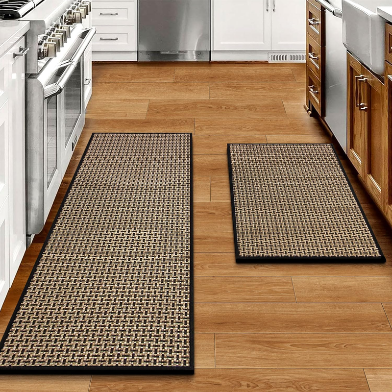 Kitchen Rugs and Mats Non Skid Washable Set of 2 PCS, Absorbent Runner Rugs for
