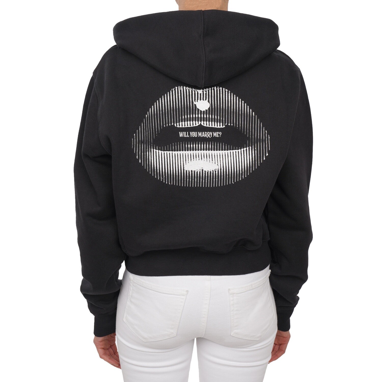 Mary logo hoodie dress andmary White　OFF Off-White Virgil Abloh Marry Me Lips Logo Oversize Jumper