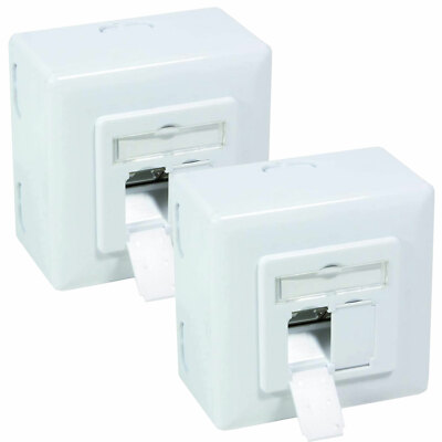2x Netzwerkdose 2x RJ45 CAT.5 CAT.6 CAT.7 STP LSA geschirmt Aufputz Unterputz