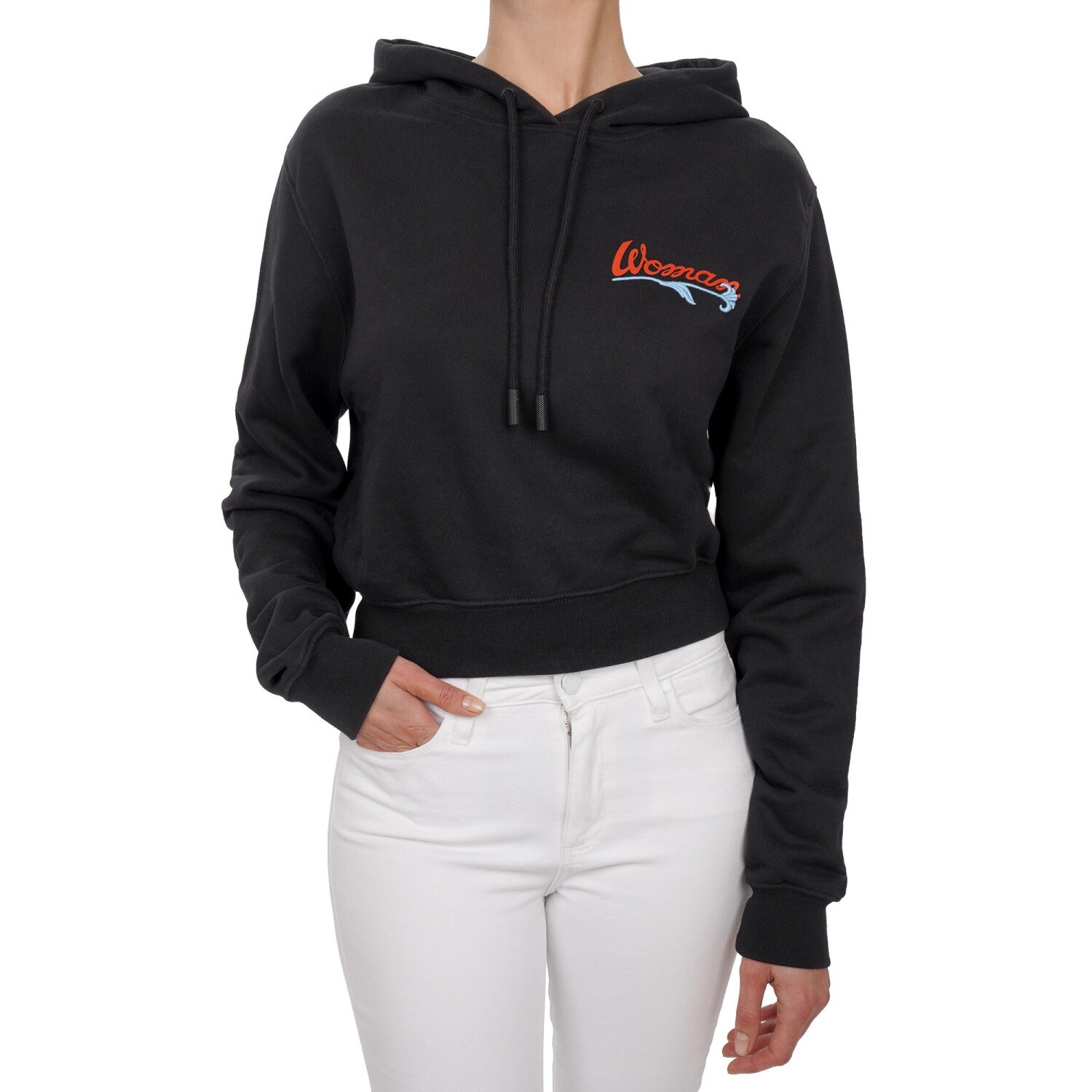 Pre-owned Off-white Virgil Abloh Oversize Woman Flower Hoodie Sweater Sweatshirt Black