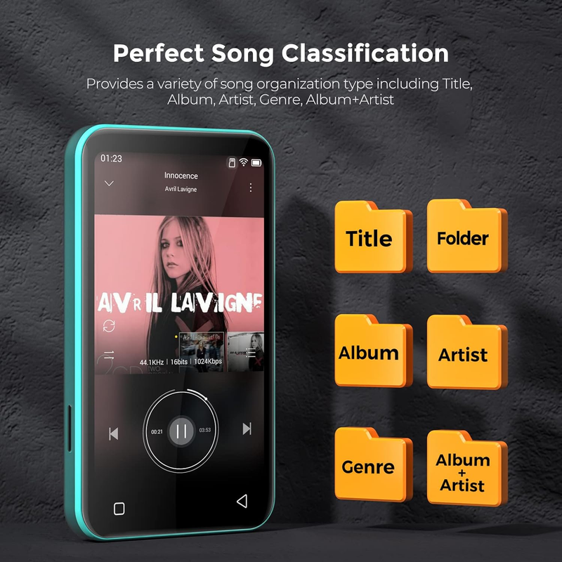 72GB Wifi Mp3 Player with Bluetooth,  4.0" Touch Screen Mp4 Player, Hifi Sound D