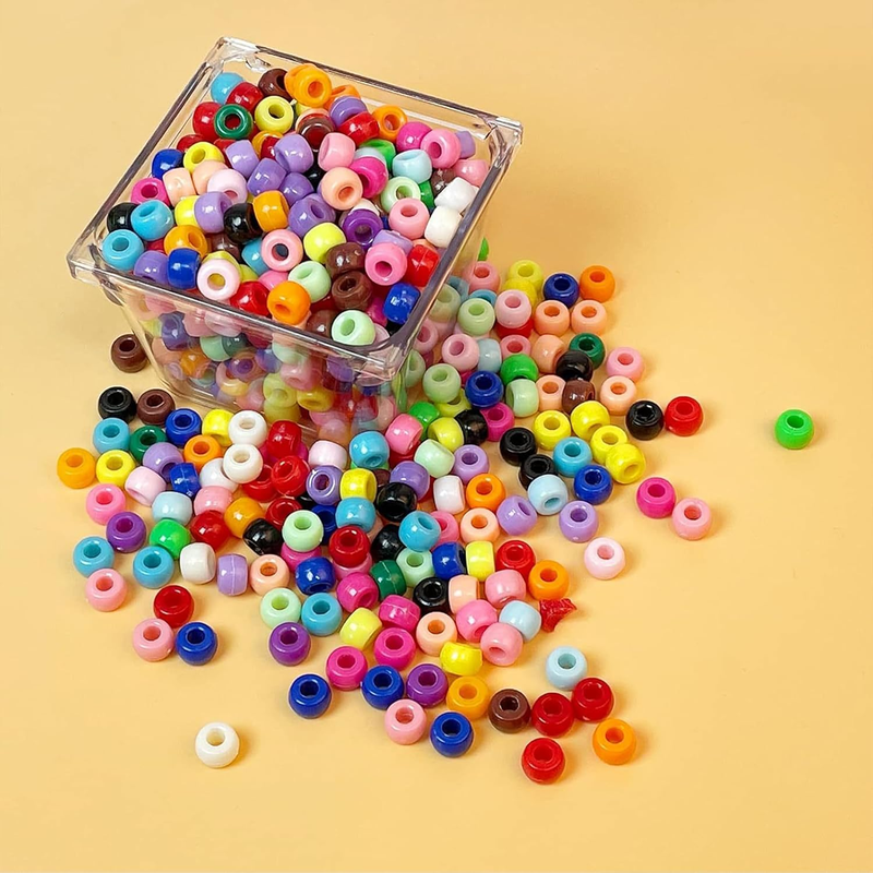 1200 Pcs Plastic Pony Beads for Bracelet Making, Multi-Colored Beads for Hair Br