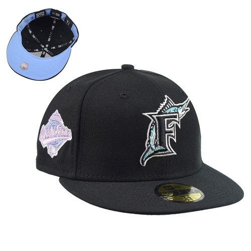 Мужская приталенная шляпа New Era Florida Marlins Pop Sweat 59Fifty черно-синяя