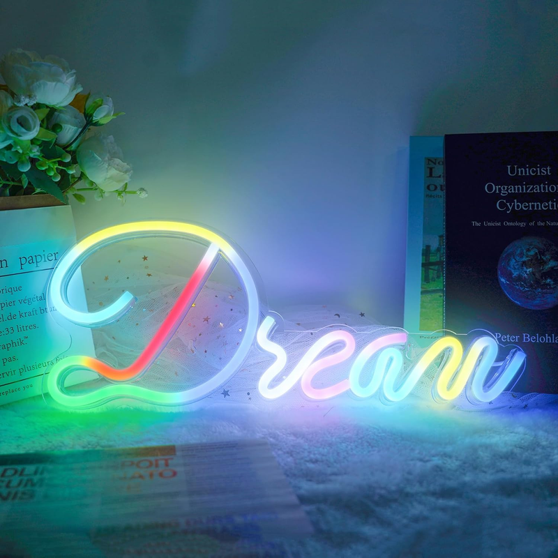 S, Dream Neon Sign For Bedroom Art, Rainbow Dream Color