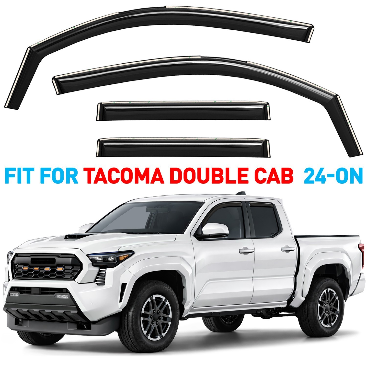 Side Window Deflectors Rain Guards for 2024-2027 Toyota Tacoma Double Cab