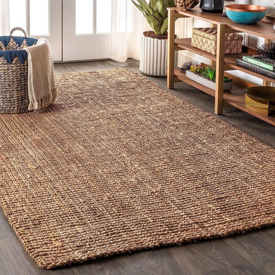NRF102A-3 Pata Hand Woven Chunky Jute Indoor Area -Rug Bohemian Farmhouse Easy -