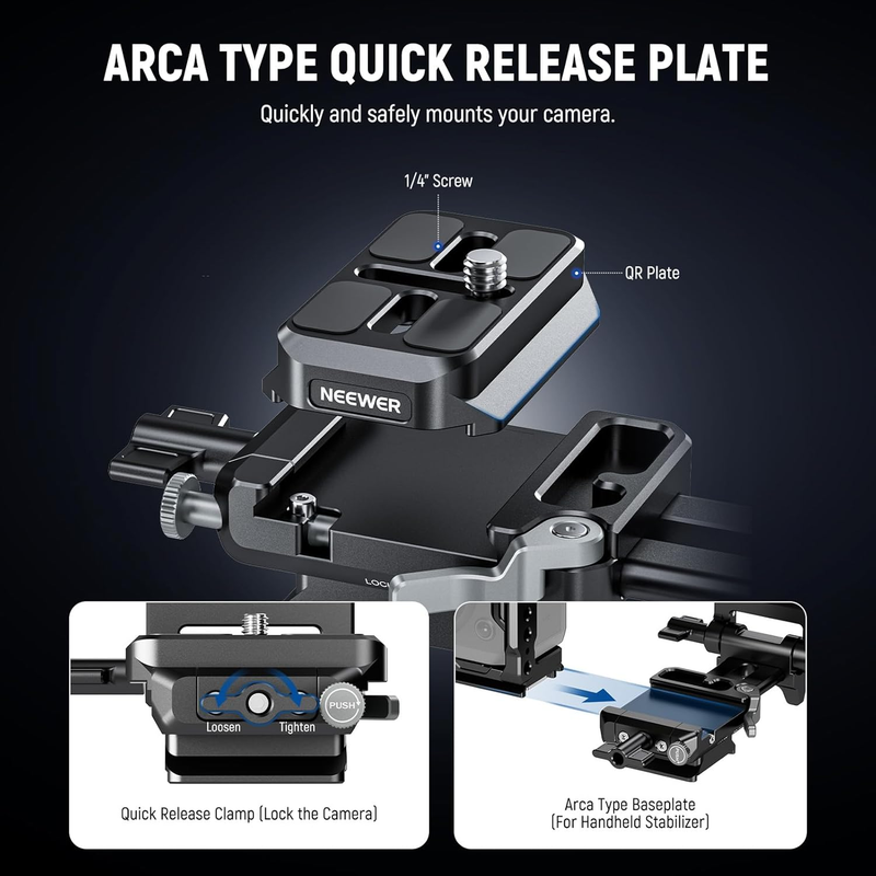 PS015 PRO V Mount Battery Plate with Arca Type Quick Release Plate & Cleaning Cl