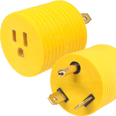 Power Adapter 3 prong 15 amp Male to 30 amp 110 female TT30P to 5-15R, Mini Size